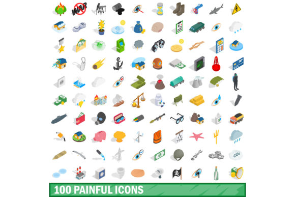100 Painful Icons Set