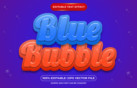 Blue Bubble 3D Editable Text Effect