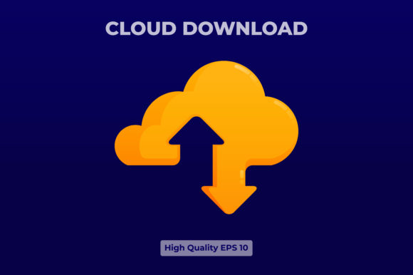 Elevate Your Digital Presence with a Yellow Cloud Download Icon Illustration in 3D Flat Style