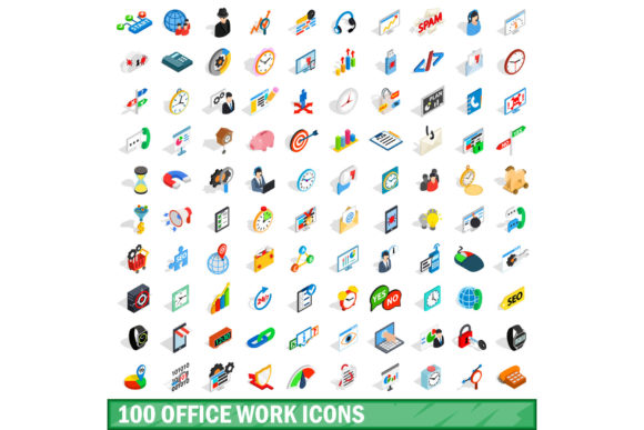 Elevate Your Visual Communication: The Ultimate Guide to the 100 Office Work Icons Set in Isometric 3D Style