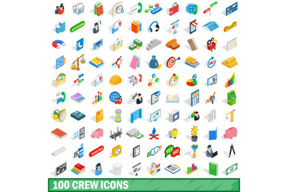 Evaluating the 100 Crew Icons Set in Isometric 3D Style for Modern Design Projects