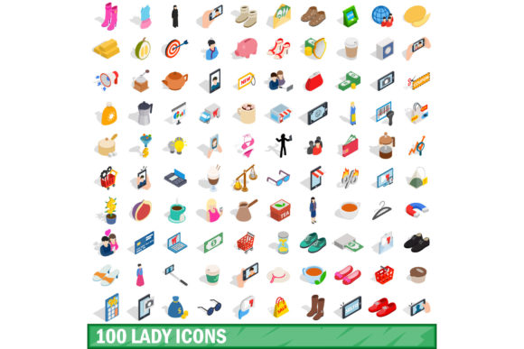 Evaluating the 100 Lady Icons Set, Isometric 3d Style for Modern Design Projects