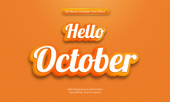 Hello October 3D Editable Text Effect