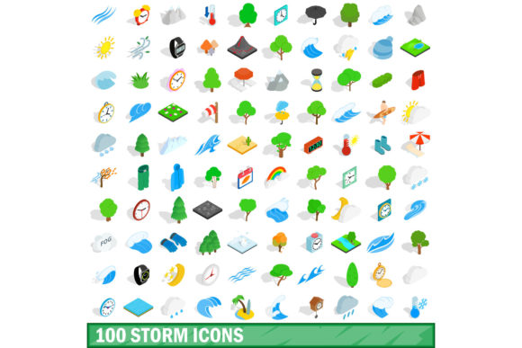 Mastering Atmospheric Design with the 100 Storm Icons Set in Isometric 3D Style