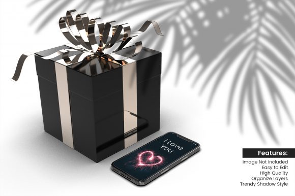 Smartphone with Birthday Gift Box Mockup