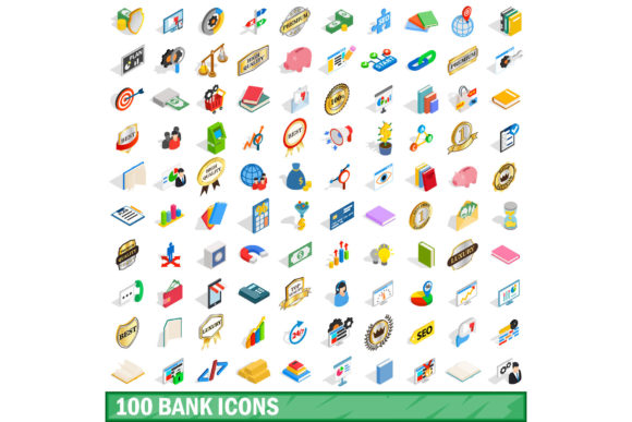 Transforming Financial Design: The Power of a 100 Bank Icons Set in Isometric 3D Style